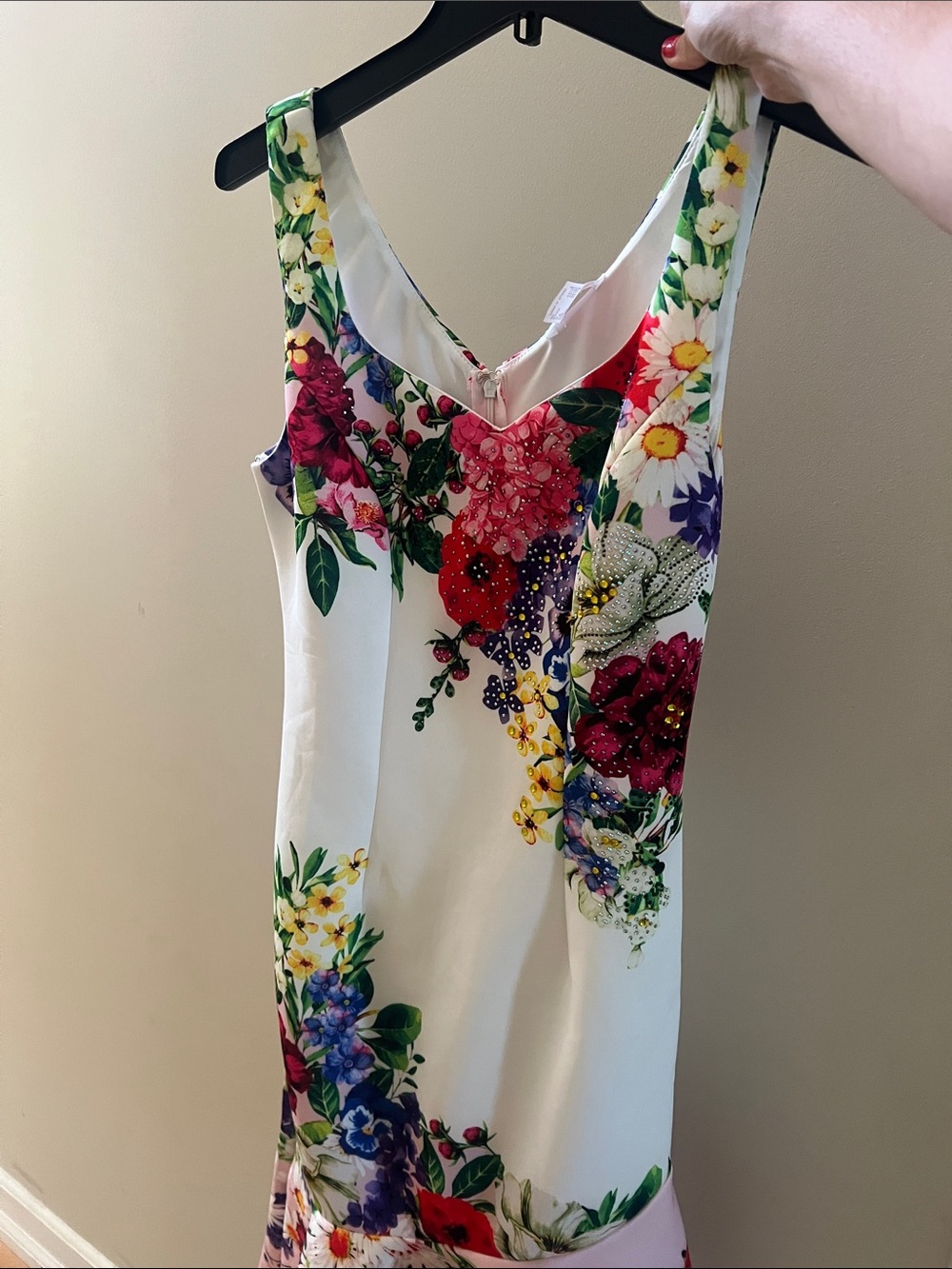 VENUS White Floral Sleeveless Tunic with Multicolor Print